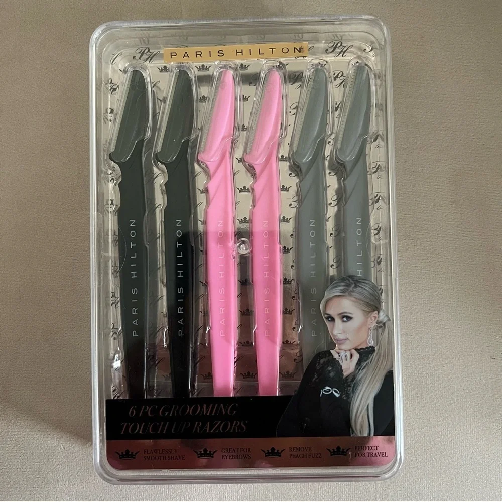 NWT Paris Hilton 6-Piece Grooming Touch Up Razors Makeup Tools Accessory Beauty